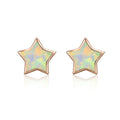 Somen Simple Rose Gold Star Stud Earrings Women 925 Sterling Silver Opal Earrings
