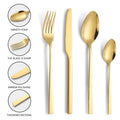 Gold Plated High Quality 4 Pcs Stainless Steel Gold Cutlery Set Fllatware Set