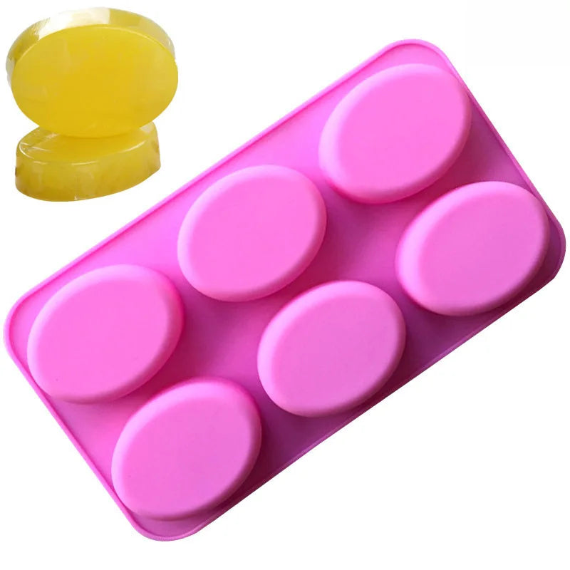 BPA Free Eco-Friendly DIY Handmade Large Oval Soap Making Moulds 6 Cavities Silicone Oval Soap Molds