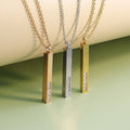 Customized Stainless Steel Bar Pendant Necklace 3 Colors Trendy Link Chain Style with Small Diamonds Manufacture Price
