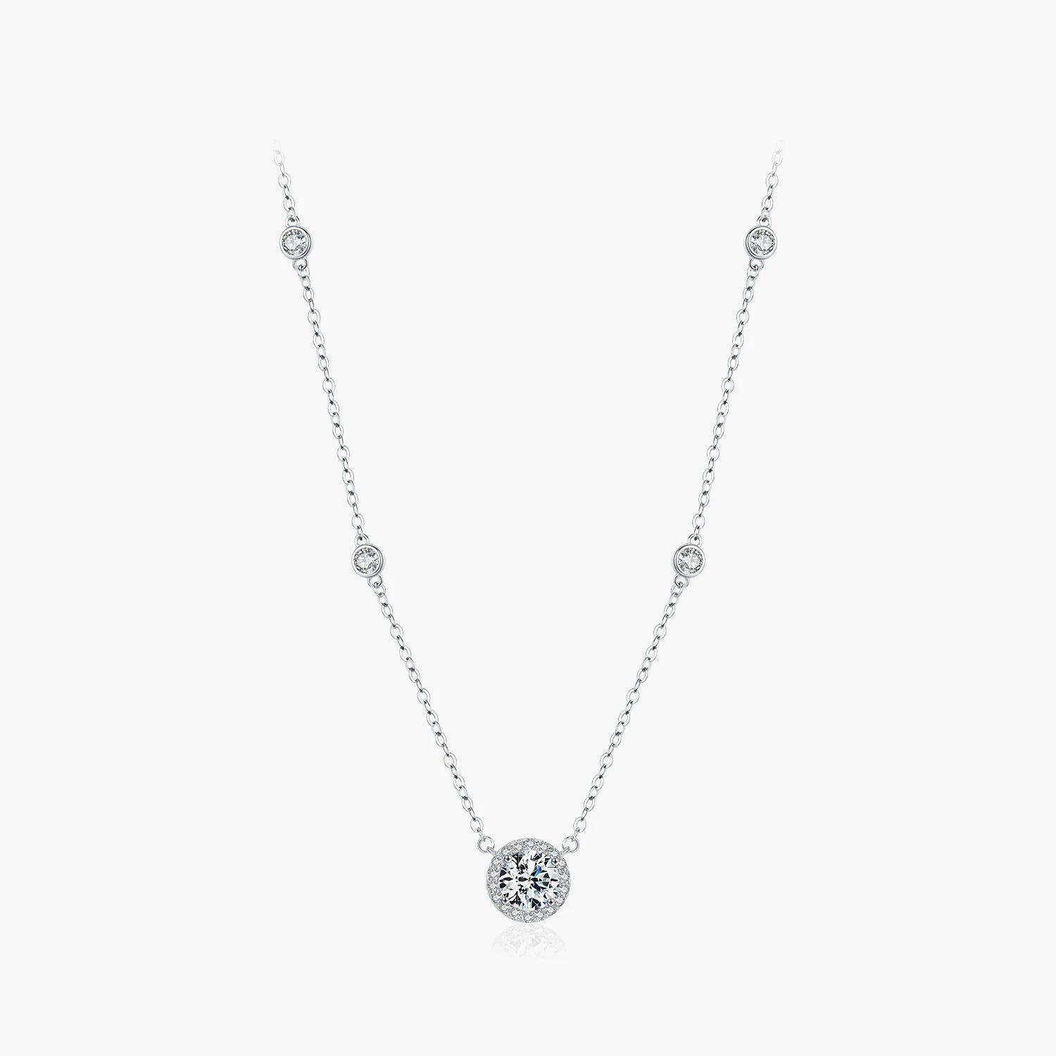 925 Sterling Silver Wedding Engagement Bridal Jewelry Luxury Round Brilliant Cut Clear AAAAA Zircon Pendant Necklace for Women