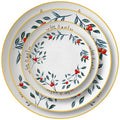 Luxury White Bone China Dinner Dishes Flower Rim Decal Color Enamel for Wedding Hotels Restaurants Ceramic