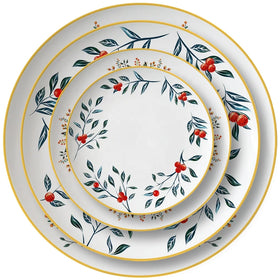 Luxury White Bone China Dinner Dishes Flower Rim Decal Color Enamel for Wedding Hotels Restaurants Ceramic