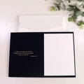 Hot Selling DIY Gold Foil Logo Luxury Navy Velvet Hardcover Invitation With Paper Envelope Wedding Stationery