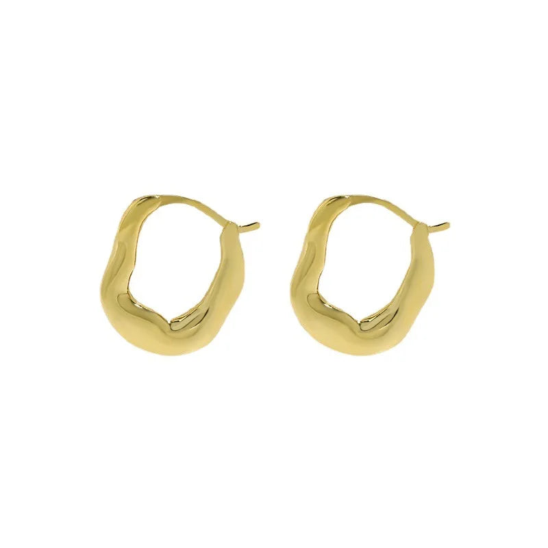 Wholesale Fashion Jewelry 925 Sterling Silverirregular U-shaped Gold Plated Hoop Earring Jewelry for Women