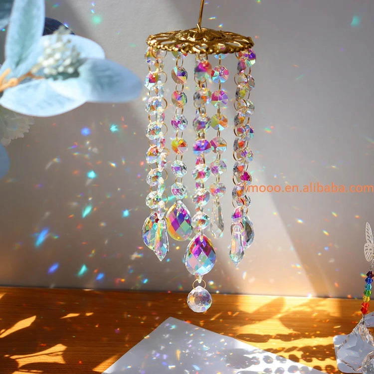Factory Price Wind Chimes Colorful Pendant House DIY Decorations Hanging Drops Prisms Garden Decor Wind Chime Bell