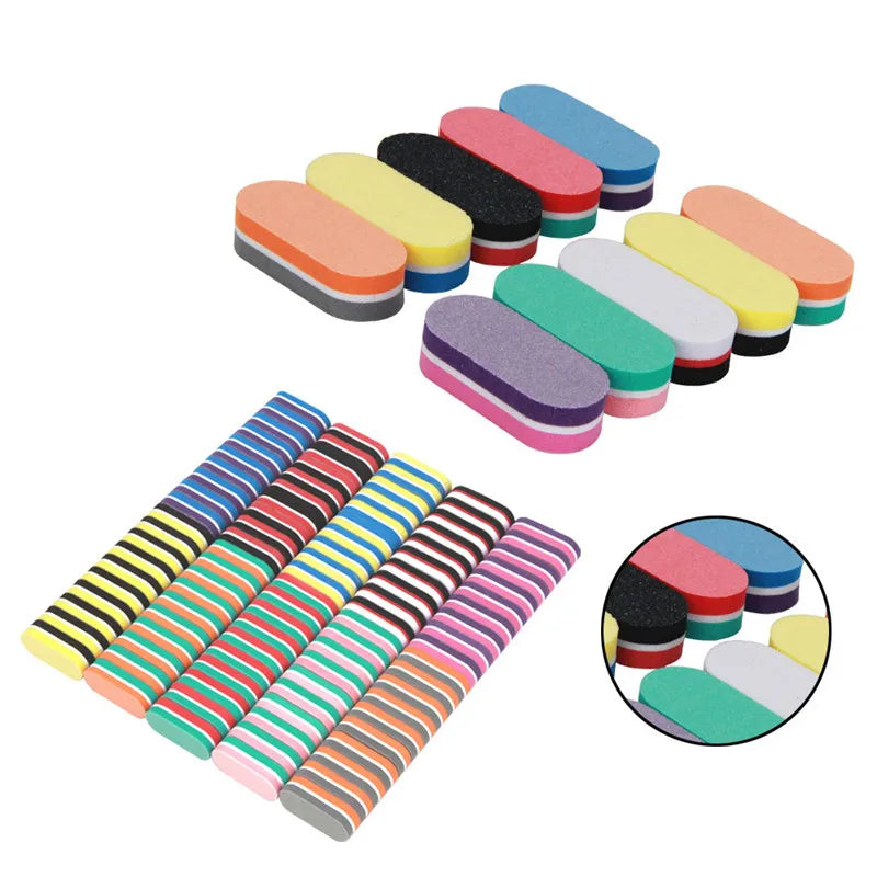 Professional Double Sided Small Cheap Nail Files Custom Logo Nail Buffer Mini Colorful Sponge Cute Nail Files