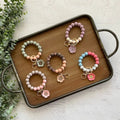 2023 New Design Floral Silicone Beads Bracelet Keyring With Flower Pendant Colorful Silicone Wristlet Keychain