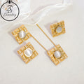 Simple Jewelry Girl Stainless Steel Earring Set White Stone Gold Plated Designed for Women for Weddings Factory Price Industry
