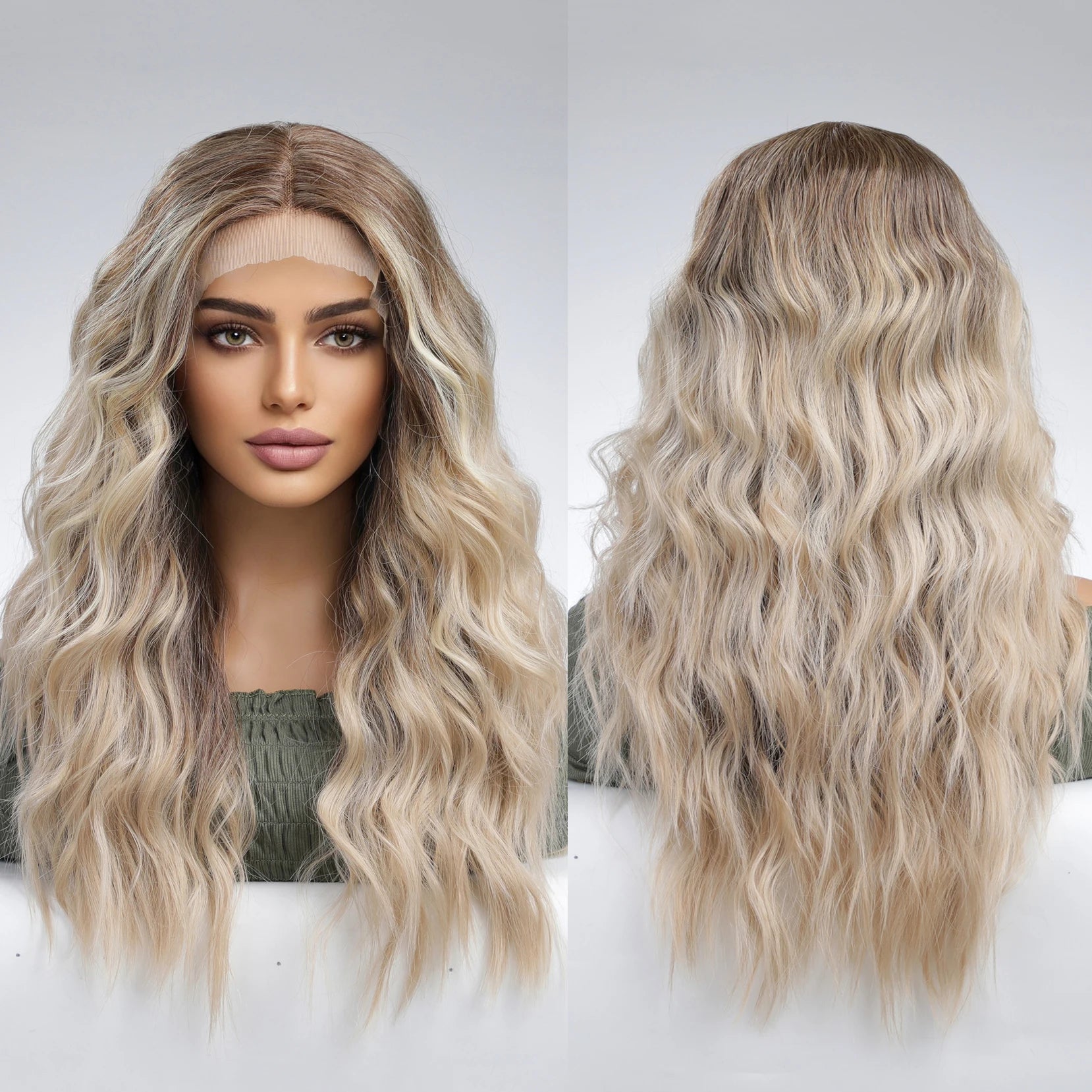 Fast Shipping 13*6 Lace Wig Imported High Temperature Fiber Wig Curl Soft Durability Handmade Lace Real Photo Blonde Layered