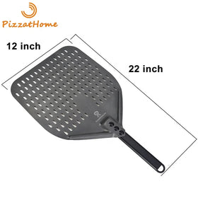 12 Inch Perforated Pizza Peel Rectangular Pizza Shovel Aluminum Hard Coating Turning Peel Paddle Short Pizza Tool