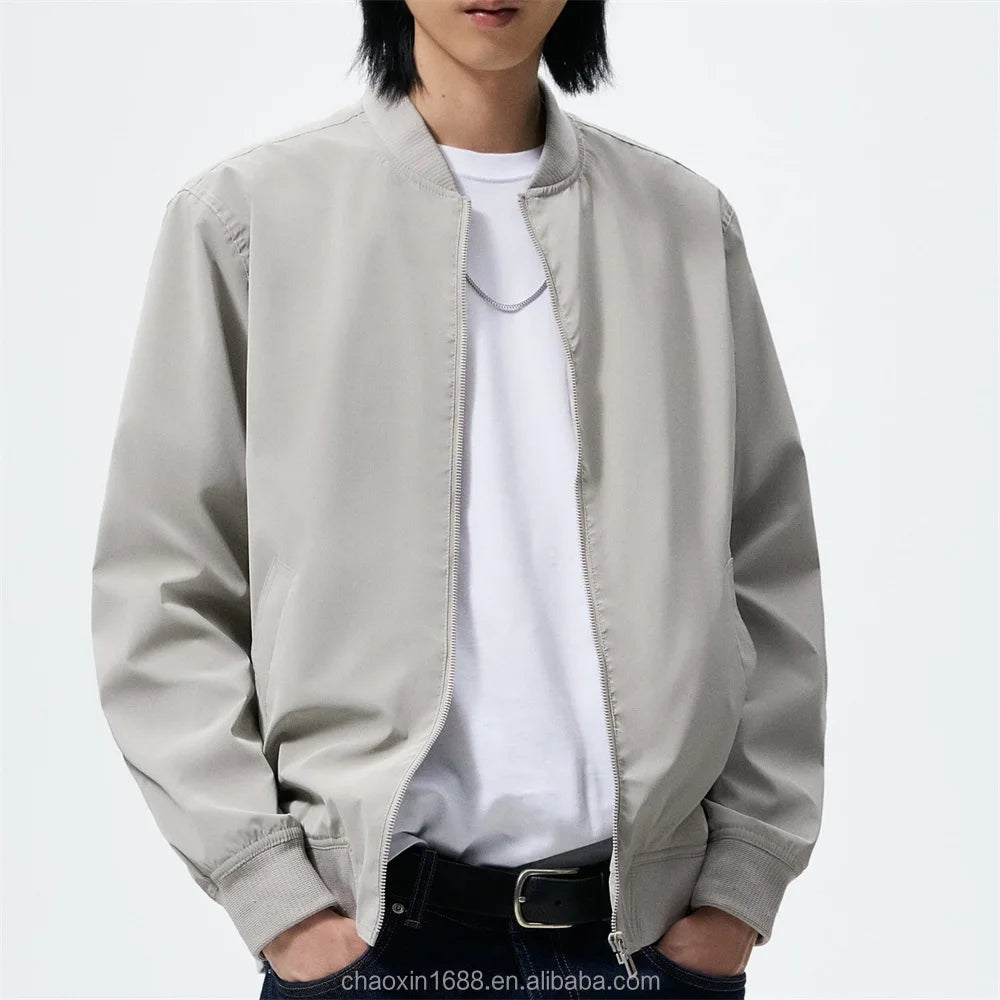 OEM Custom Embroidery logo Long Sleeve Ribbed Collar and Cuff Basic Baseball Letterman Bomber Jacket for Men