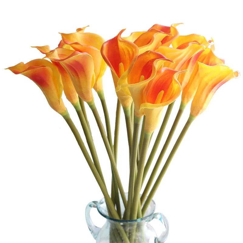 O-X055 Wholesale Common Callalily Flower Long Stem Calla Lily Bulbs Real Touch Artificial Flowers Bundle Soft Pu Calla Lily MegaBDM