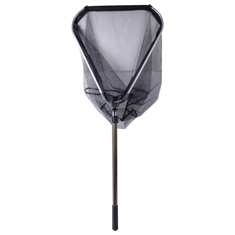 Safe Fishing Net Retractable Telescopic Landing Net Round Triangle Folding Aluminum Alloy Pole Landing Net for Fly Fishing