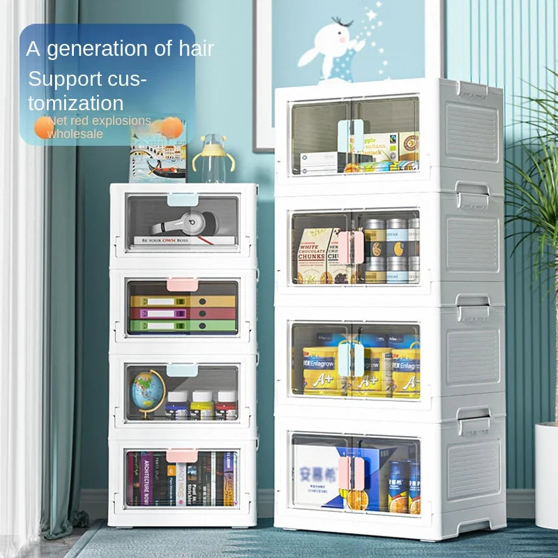 Large Capacity Transparent PP Foldable Plastic Storage Box Wardrobe Car Trunk Storage Cabinet with Convenient Folding Design