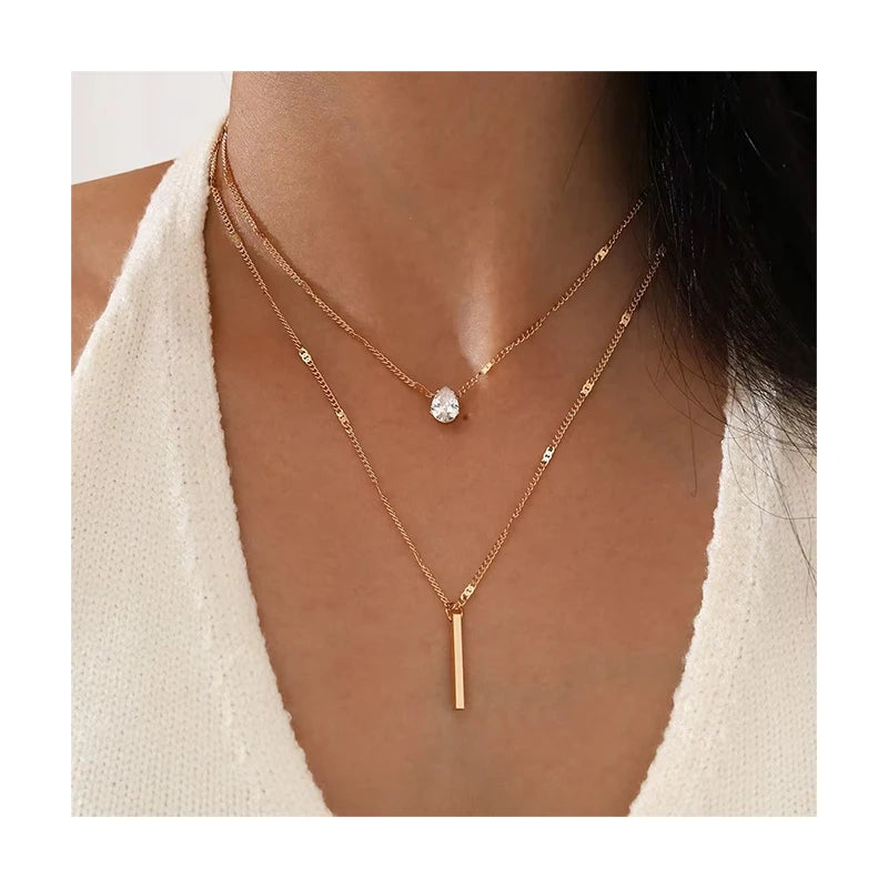 2023 Girls Chain Necklace Diamond Bohemian Layer Crystal Women Tassels Necklace Jewelry for Girls