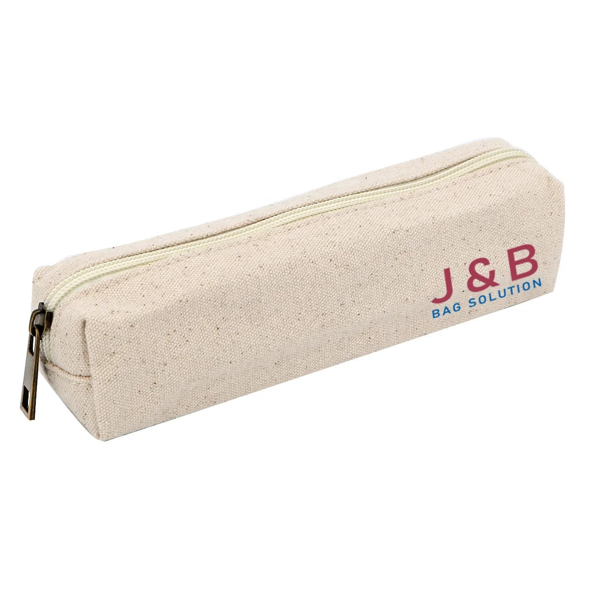 Manufacturer Custom Natural Cotton Canvas Pencil Bag with Zipper Small Eco Friendly Calico Brushes Pouch with Logo Printed Gift