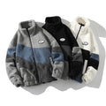 Custom Drop Shipping Fashion Winter Thick Coat Full Zipper up Color Blocked Men Sherpa Fleece Jacket