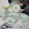 Korea Ins Cake Rabbit Tableware Creative High Value Light Blue Ceramic Tableware
