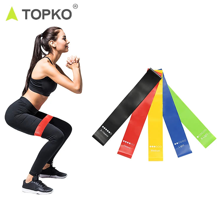 TOPKO Custom Printed logo Gym Fitness Latex Resistance Band Exercise Non slip Elastic Loop Resistance Band Set
