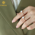 Fashion Women Jewelry Anillo Con Perlas Twisted Rose Gold Plated Stainless Steel Pearl Ring