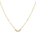 18K Gold Plated 925 Sterling Silver Solo Baguette Chain Pendant Necklace With Rectangle Zircon for Women