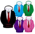 Customized custom oem  Fashion 3D Hoodies Tuxedo Bow Tie Print Loose Hooded Sweatshirt Cosplay Casual Pullovers Streetwear