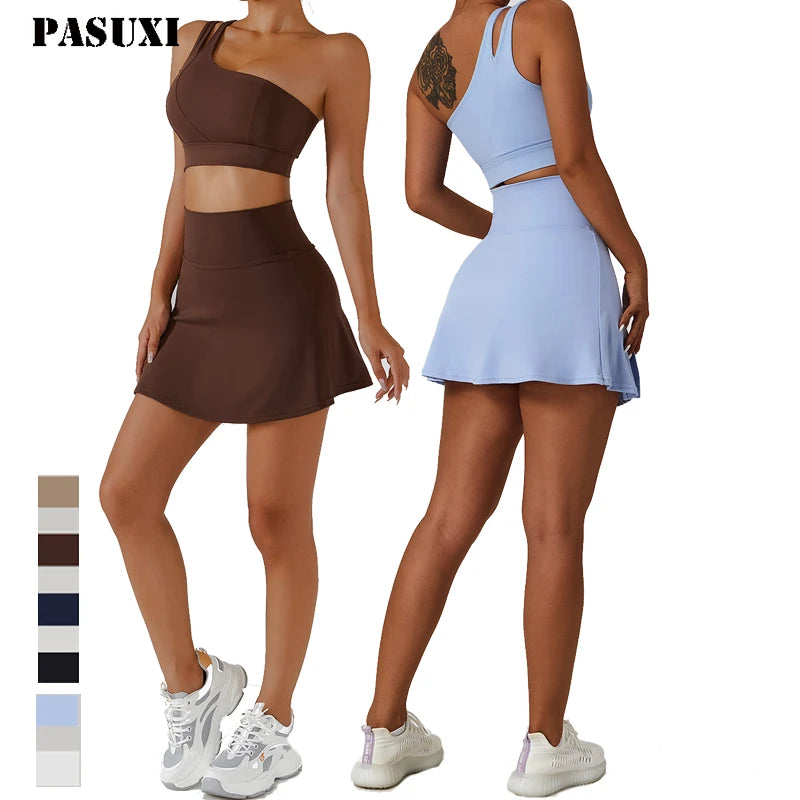 PASUXI Custom 2-Piece Plus Size Yoga Set Nude Sport Yoga Bra & Fitness Leggings Women's Gym Workout Sportswear Suit