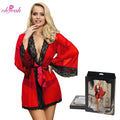 Paper Box Package Red Nightwear Breathable Lace Lingerie Pajama Sets Bridal Robes Manufacturers of Women's Sleepwear