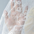 Romantic Bridal Wedding Veil Dress French Sequins Hollow Lace Fabric