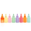 30ml Flat Shoulder Cosmetic Serum Bottle 1oz Macaron Color Pink Amber Clear Frosted Essential Oil Dropper Bottle for Skin