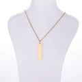 Factory Direct Sale Stainless Steel Engraved Letter Pendant Necklace Design Vertical Bar Pendant Charm Necklace