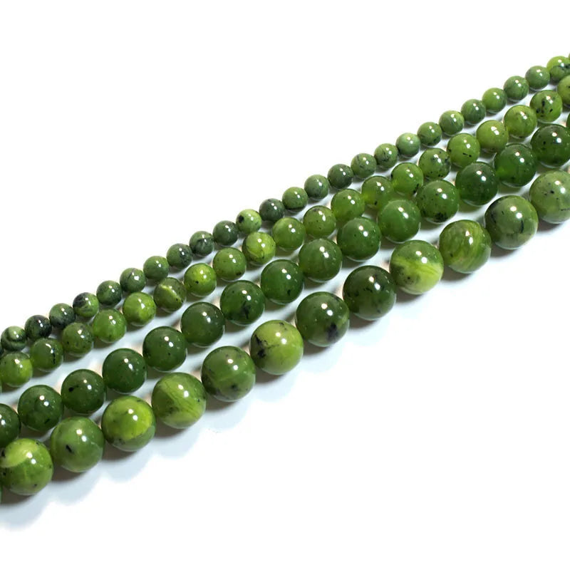 Natural Canada Jaspers Green Jades Round Stone Beads for Jewelry Making DIY Bracelet Necklace 4/6/8/10mm