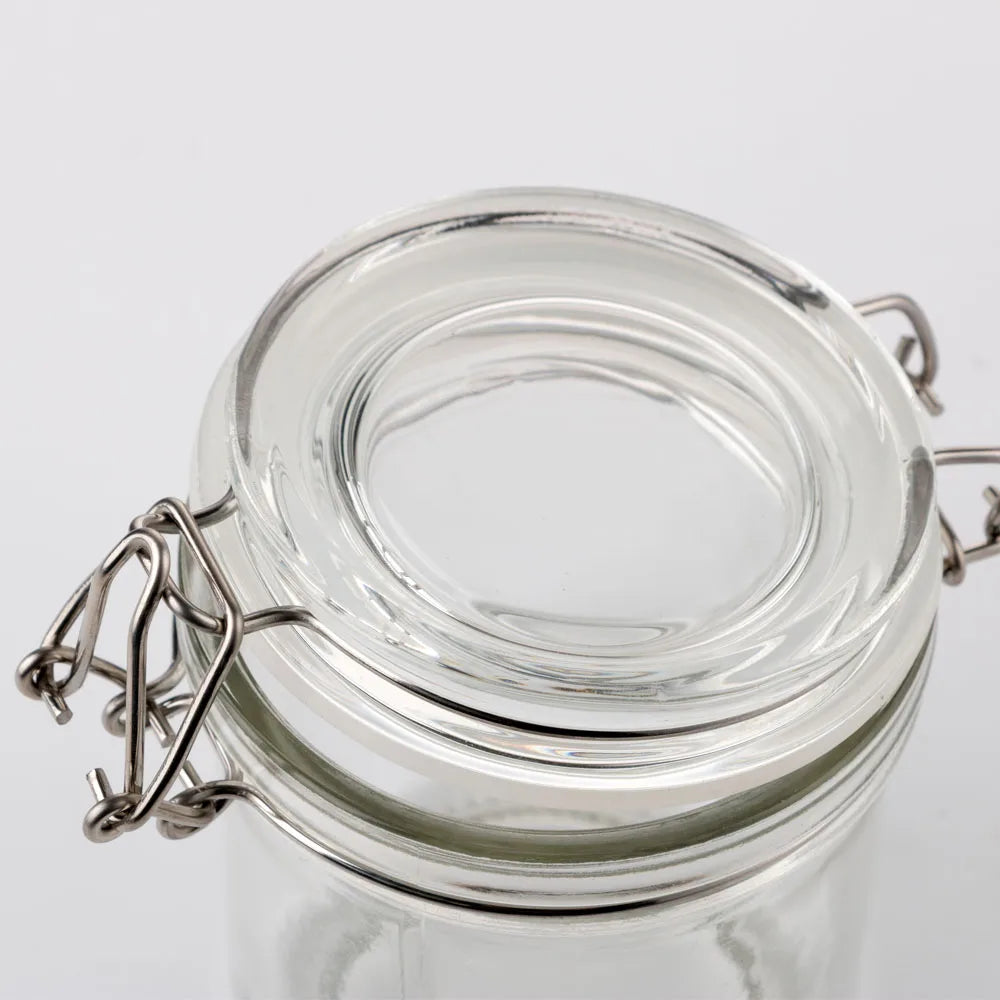 Hot Sale Transparent Airtight Round 250Ml Empty Storage Jar Kitchen Glass Self Storage Containers Glass Jars With Lids