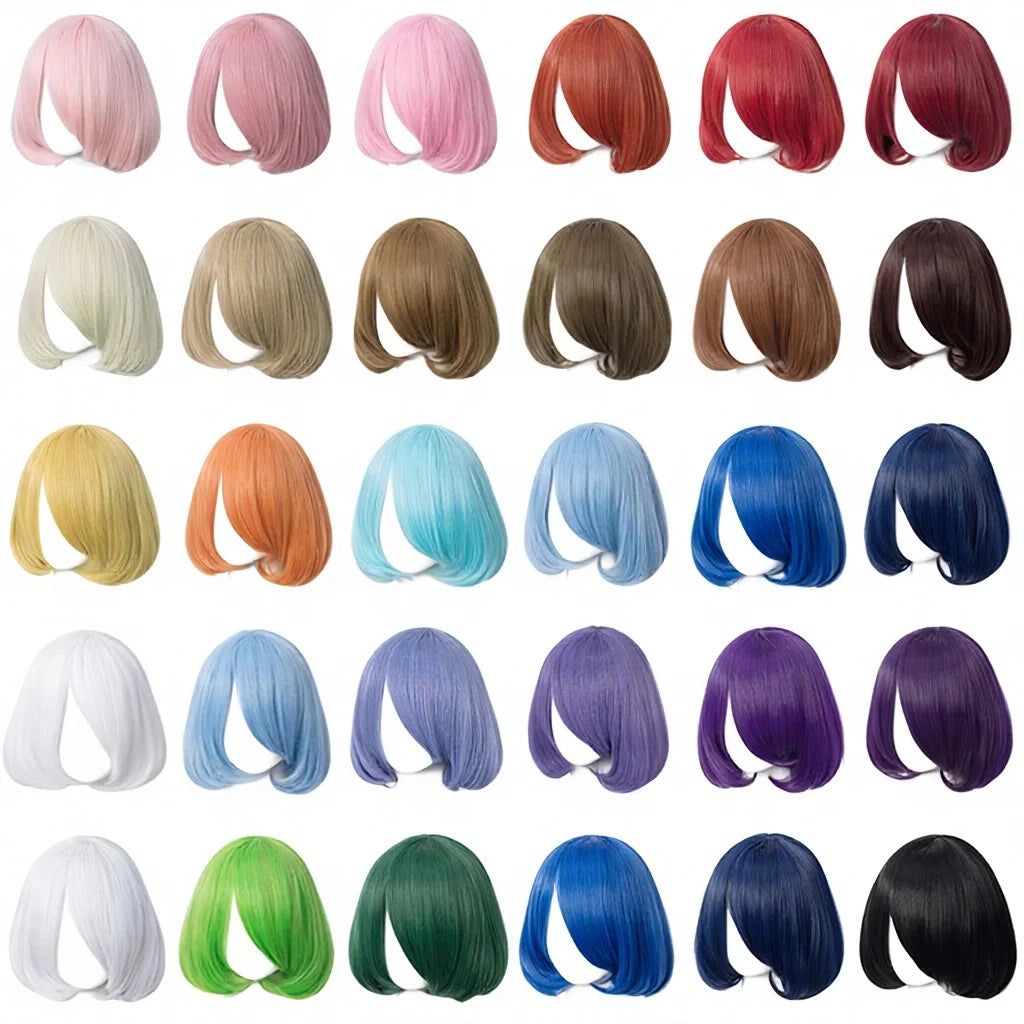 Wholesale 35cm Short Wig Cosplay Multi Colors MSN Bobo Peluca Synthetic Anime Hair Cosplay Heat Resistant Wigs for Party