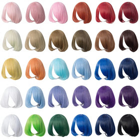 Wholesale 35cm Short Wig Cosplay Multi Colors MSN Bobo Peluca Synthetic Anime Hair Cosplay Heat Resistant Wigs for Party