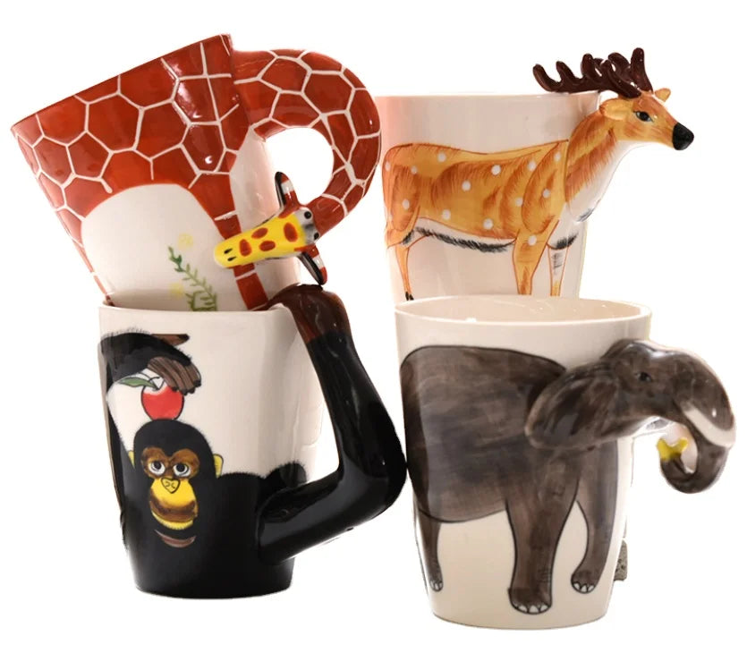Coffee Mug Tea Water Cups Customized Mugs Creative Tumblers 3D Animal Design Ceramic Eco-Friendly 400ml Microwave Presents