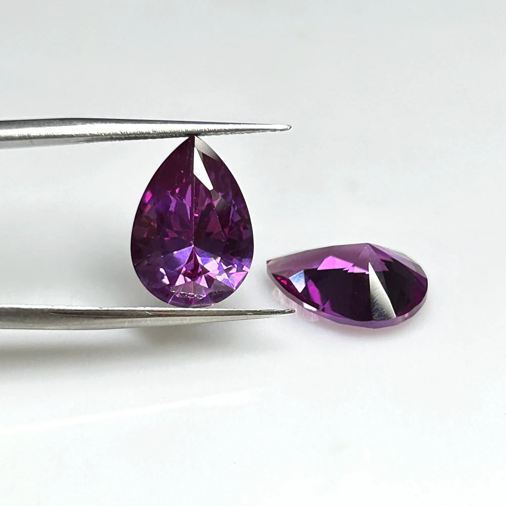 Pear Cut 2x3mm to 10x14mm 46# Synthetic Purple Corundum Alexander Loose Gemstone