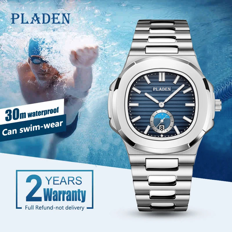 2021 NEW PLADEN Men's Watches Luxury Brand Quartz Watch Auto Date Male Business Japan Movt Reloj Diver Relogio Masculino