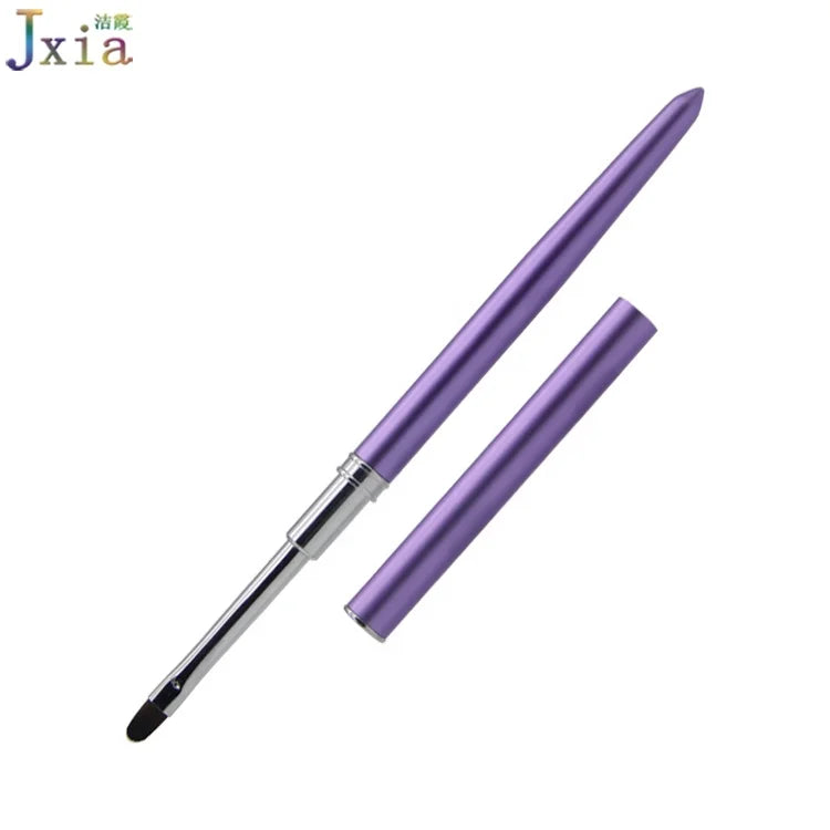 Custom Diamond Logo Purple Metal Handle Manicure Painting Tool Nylon Hair Oval Nails Poly Gel Brush