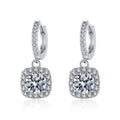 OAHLAN Fine Jewelry Wholesale 2CT Round Cut Moissanite Classic Square 925 Sterling Silver Earrings for Women Engagement
