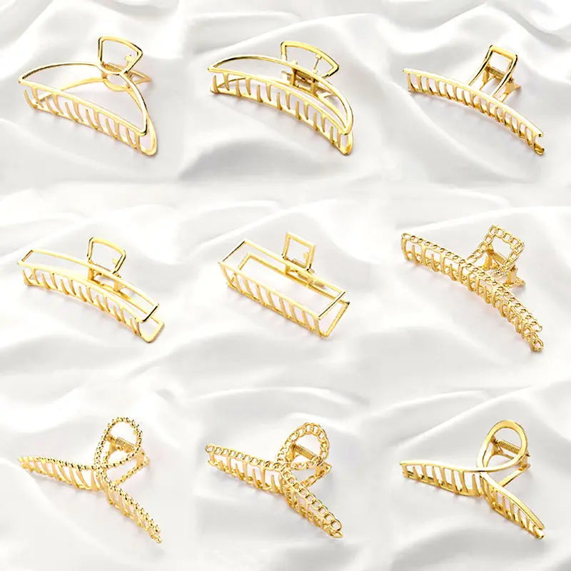SongMay High Quality 11cm Gold Metal Hair Claw Clips Large Big Claw Hair Clip