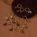 Trending Natural Healing Stone Hoop Earrings Women with Star Charm Titanium and Stainless Steel Turquoise Drop Earrings