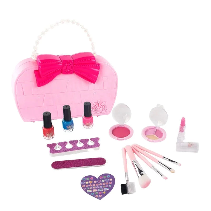 HUANUO Girls Pretend Dressing up Beauty Makeup Kit Nail Polish Set Princess Toys Cosmetic Makeup Game for Kids