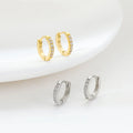 Wholesale 18K Gold Plated Fine Jewelry Fashionable Geometric Hoop Earrings with Diamond and Zircon Stainless Steel for Women