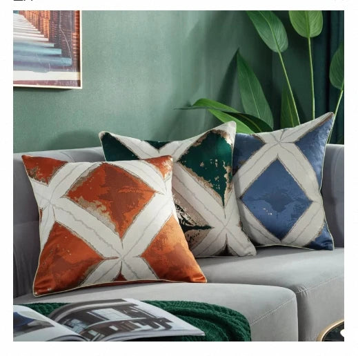 Luxury Velvet Jacquard Cushion Cover Soft Geometric Pattern Square Pillow Case for Home or Hospital Woven Technique