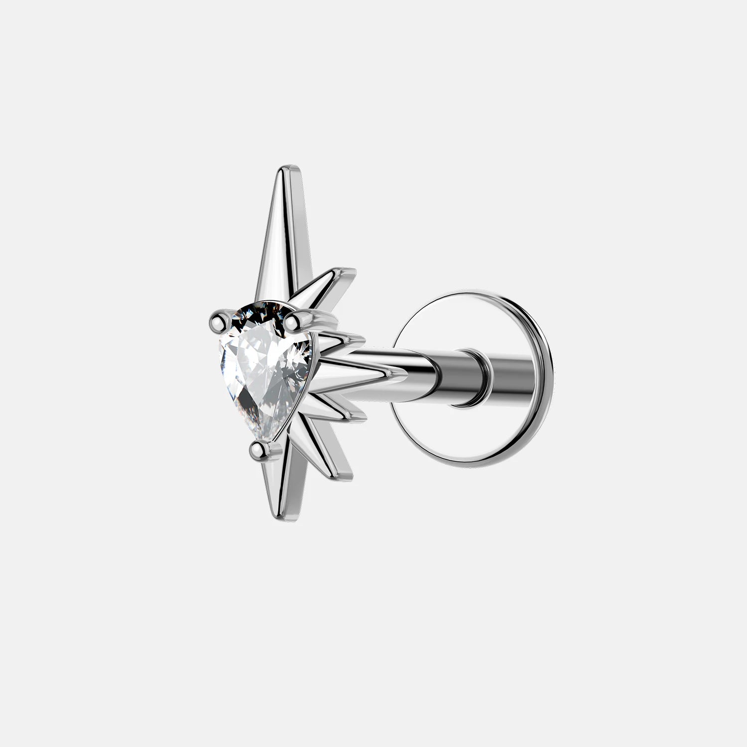 TOPOSH G23 Children's Titanium Zircon Earrings ASTM F136 Jewelry Piercing Butterfly Flower Flat Back Cartilage Labret Lip