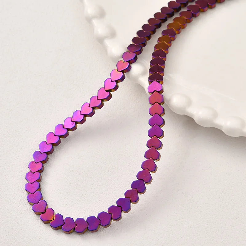 6mm Natural Multi Color Black Hematite Loose Gemstone Beads Heart Shape Beads for Jewelry Making DIY Bracelet Necklace