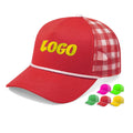 Wholesale Trendy Sports Mid Crown 5-Panel Cotton Fabric Unisex Mesh Custom Logo Outdoor Checkered Plaid Trucker Cap