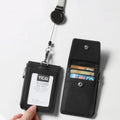 Leather ID Badge Holder Credit Card Holder Office Work Name Badge Holder Wallet with ID Window and Lanyard